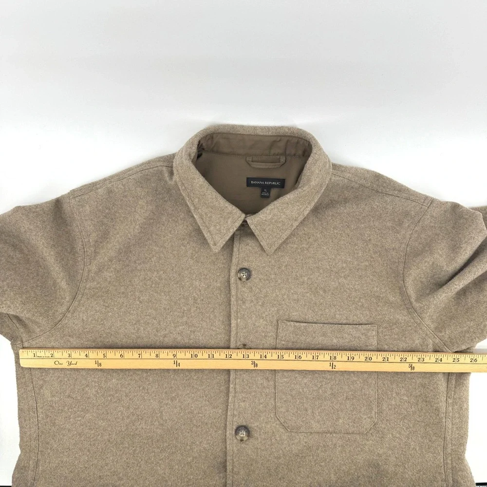 Banana Republic Heritage Shirt Jacket Mens XL Taupe Brown Tan Lined Button Up